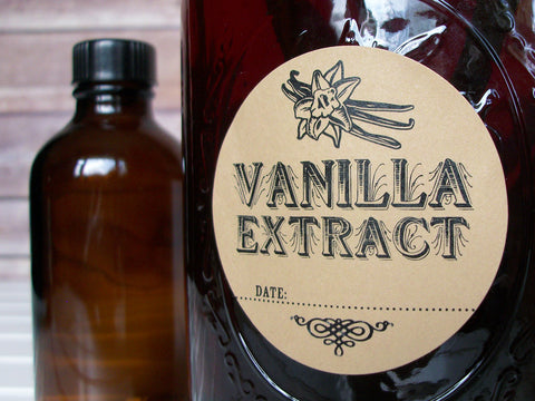 Homemade Vanilla Extract Labels for 4 oz Boston Round Bottles and Larger -  Vanilla Beans & Alcohol - Handmade by Conquest of Happiness