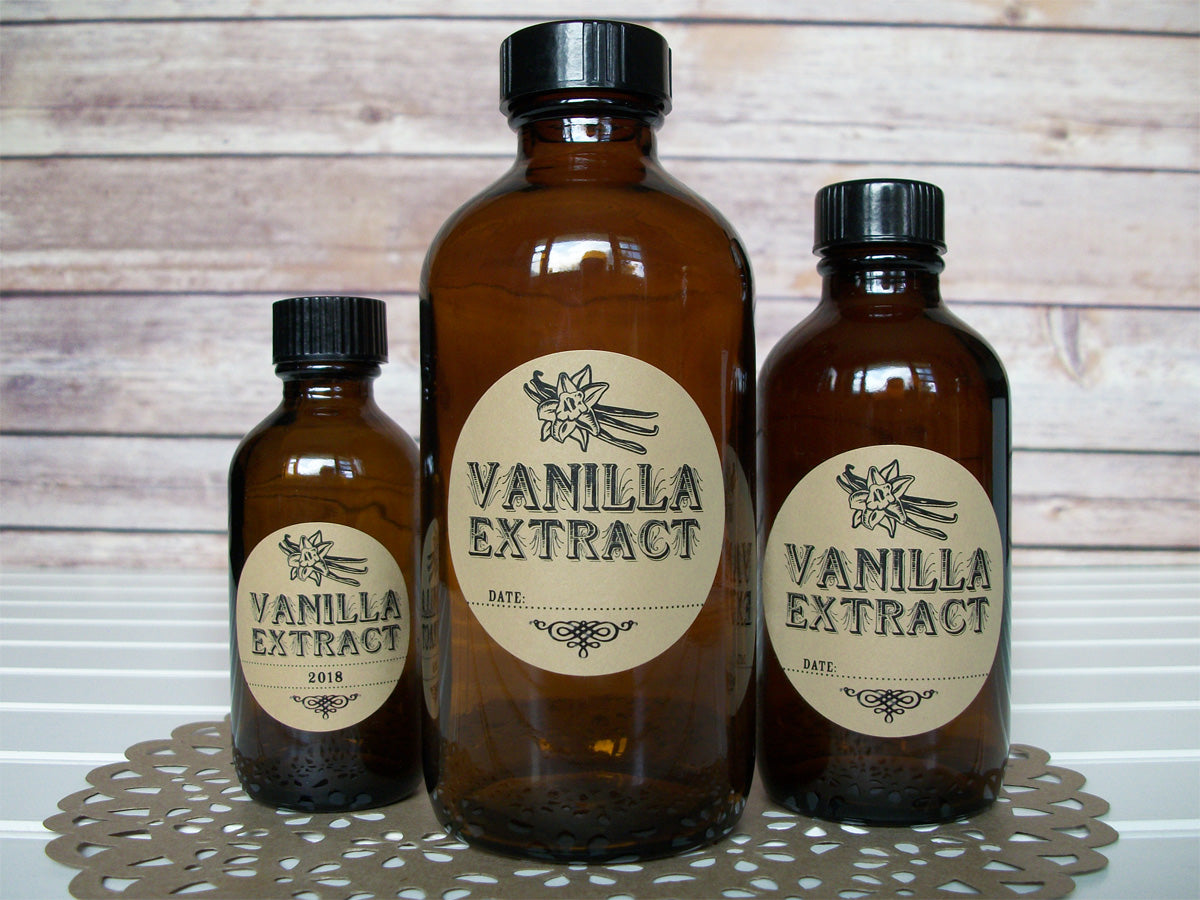 Kraft Homemade Vanilla Extract Label for 4 oz Boston Round Bottles and  Larger - Finest Quality - 2 x 2.625 - Handmade by Conquest of Happiness 