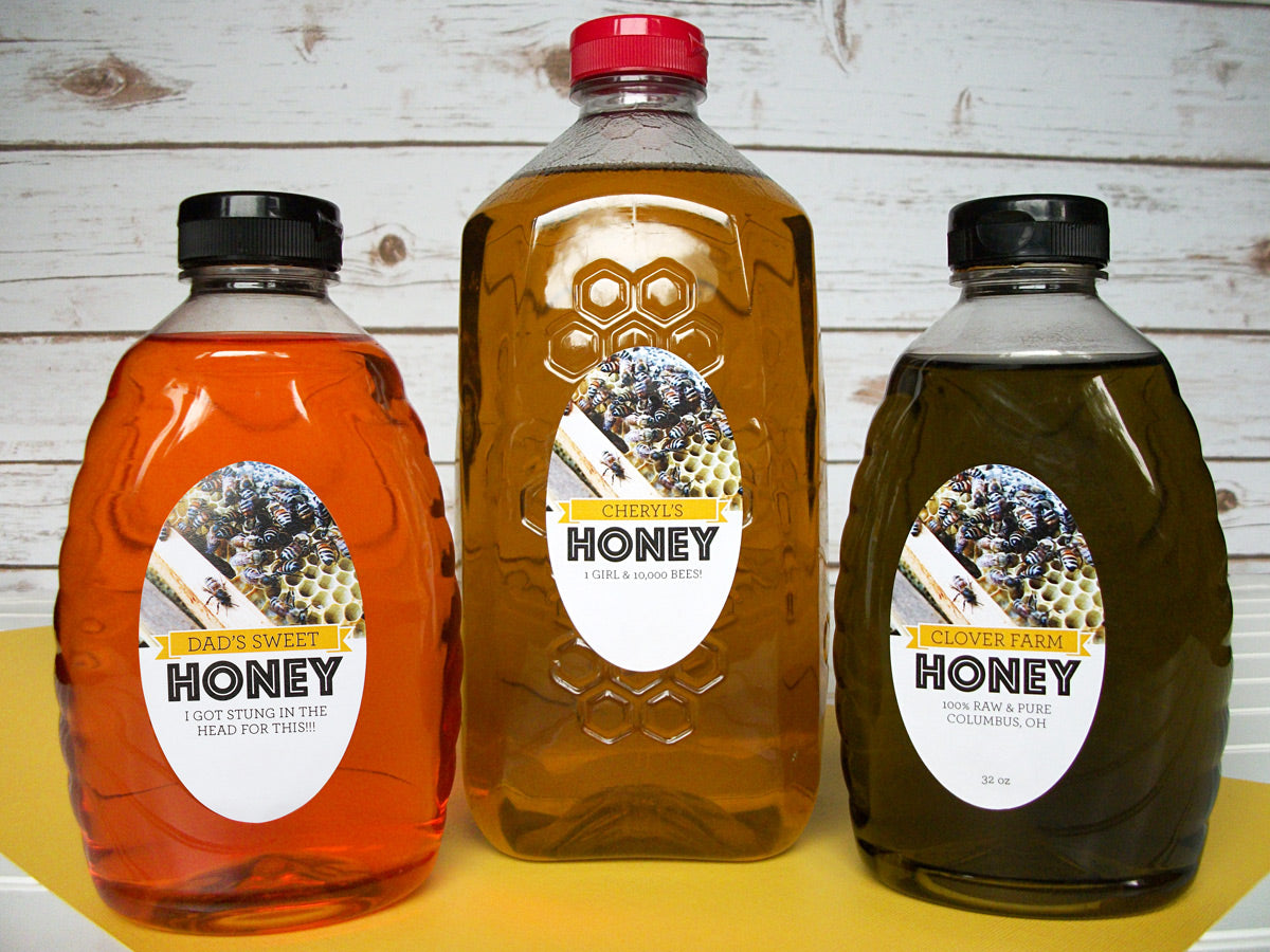 custom oval Busy Bees honey jar labels | CanningCrafts.com