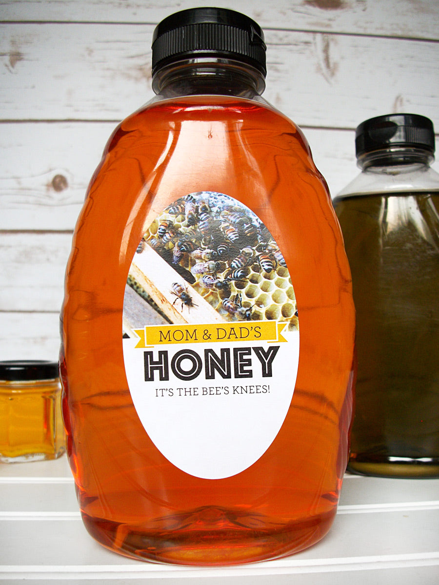custom oval Busy Bees honey labels | CanningCrafts.com