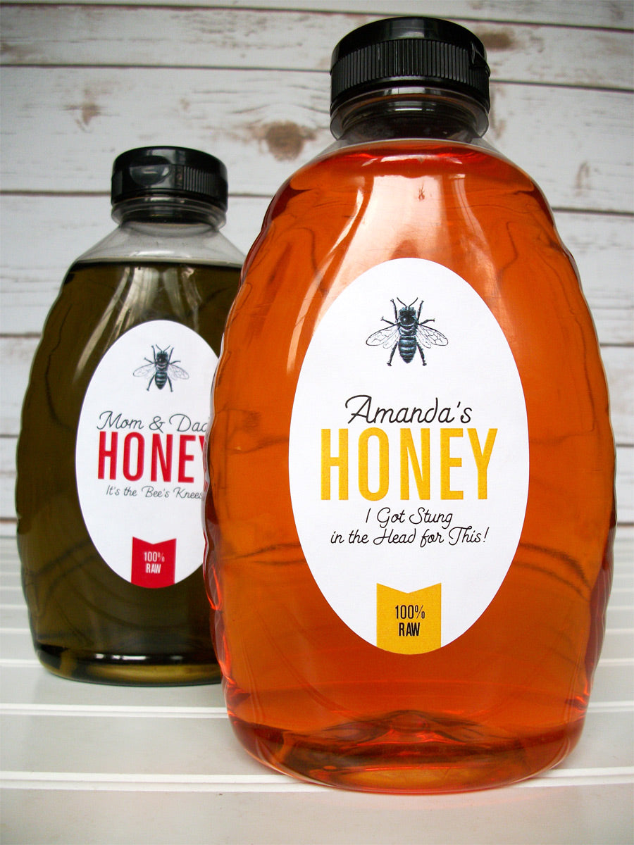 Custom Colorful Large Oval Honey Bottle Labels | CanningCrafts.com