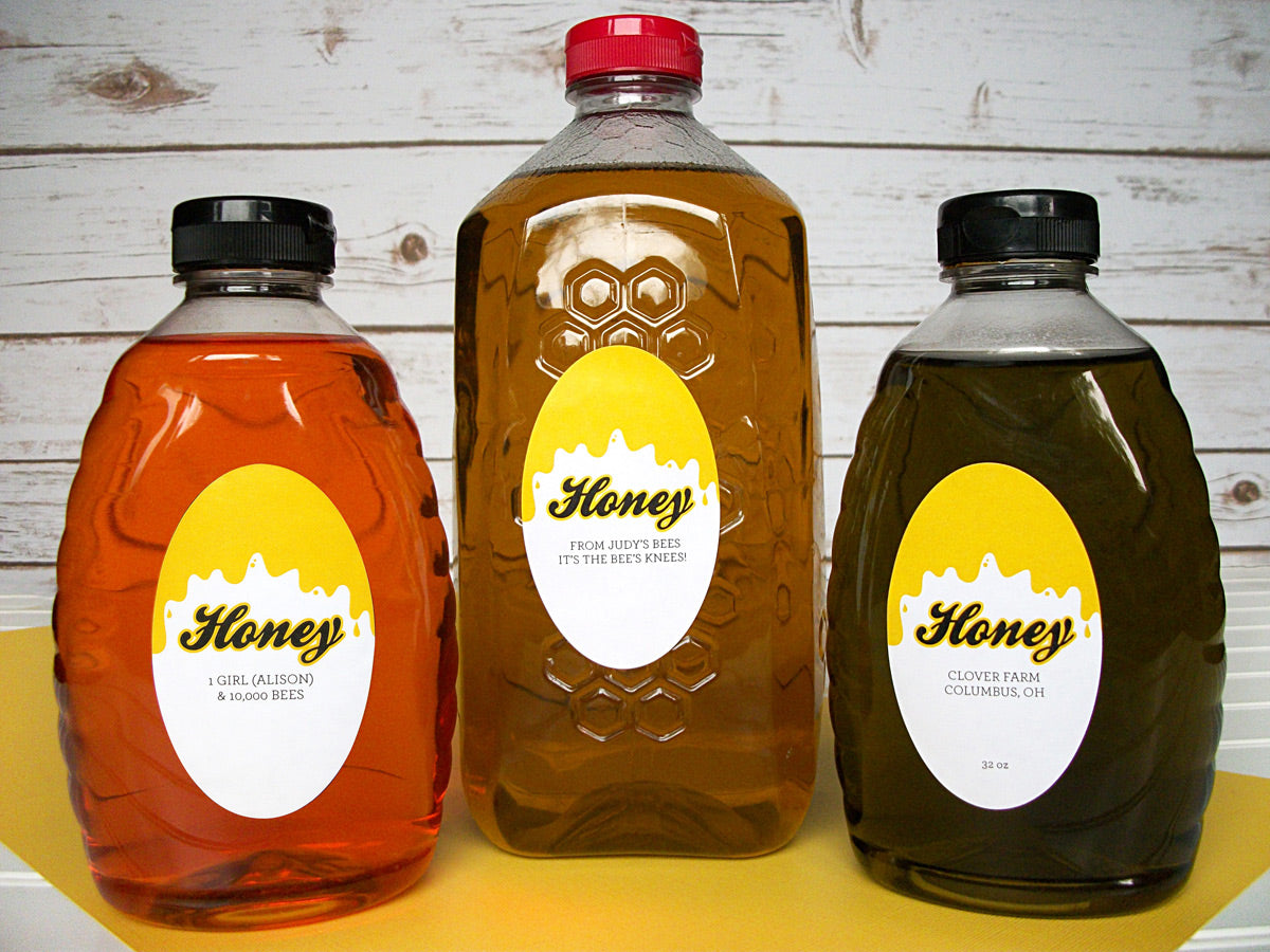 Custom Liquid Gold Large Oval Honey Bottle Labels | CanningCrafts.com