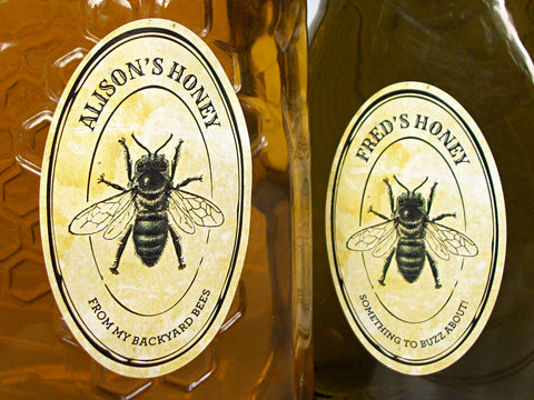 Custom oval vintage seal honey labels | CanningCrafts.com