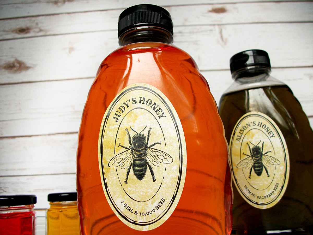 Custom oval vintage seal honey labels | CanningCrafts.com