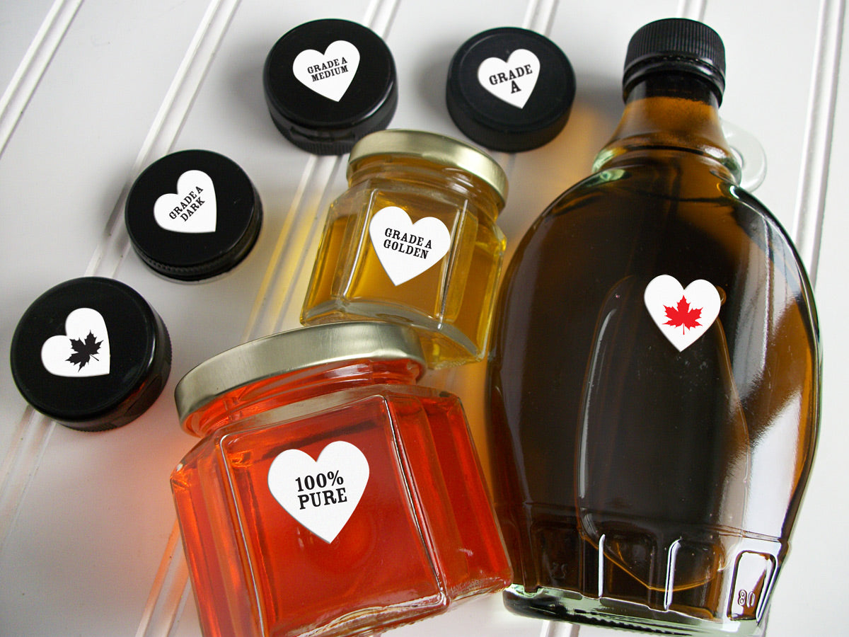 Heart Maple Syrup Grade Stickers | CanningCrafts.com