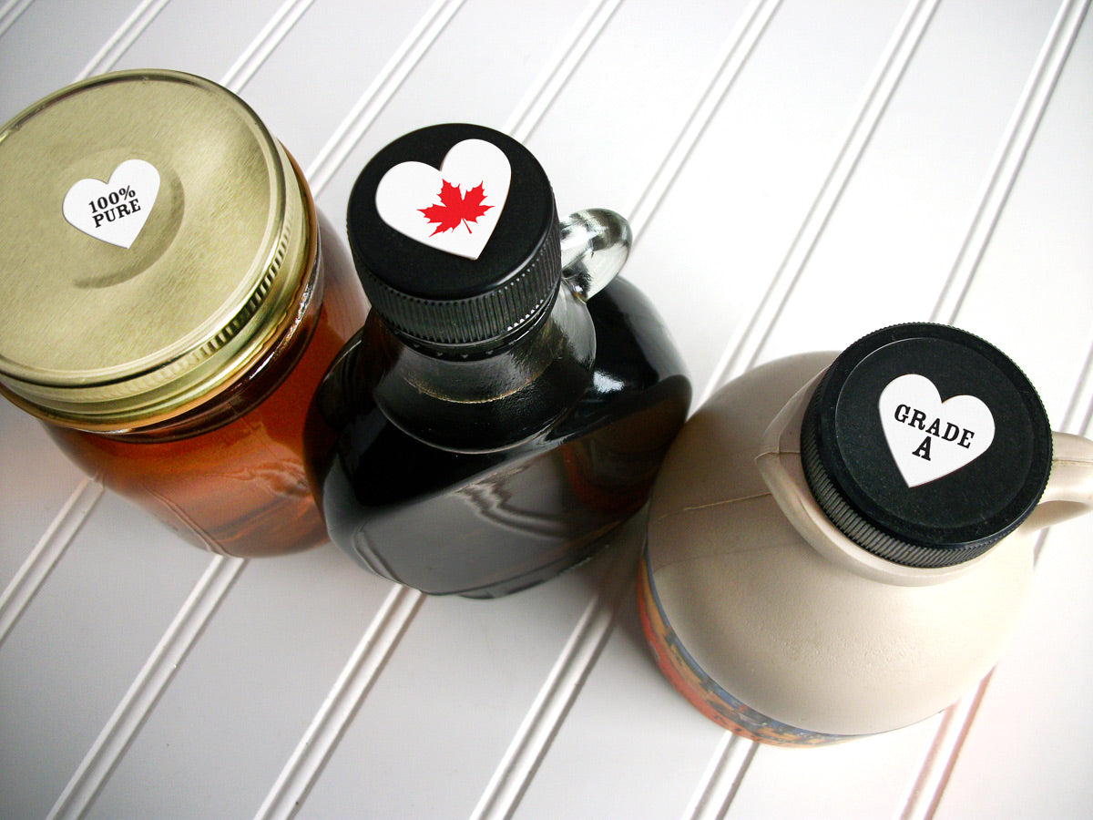 Heart Maple Syrup Grade Labels for bottle caps & lids | CanningCrafts.com