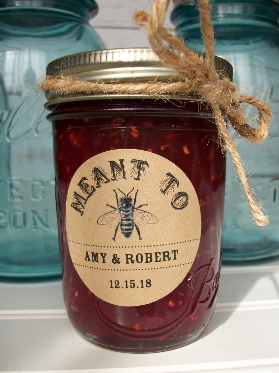 Kraft Meant to Bee Wedding Honey & Jam Jar Labels | CanningCrafts.com
