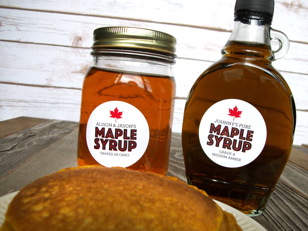 Syrup Labels Custom Modern Maple Syrup Labels, gifts for home-based maple sugarers ...