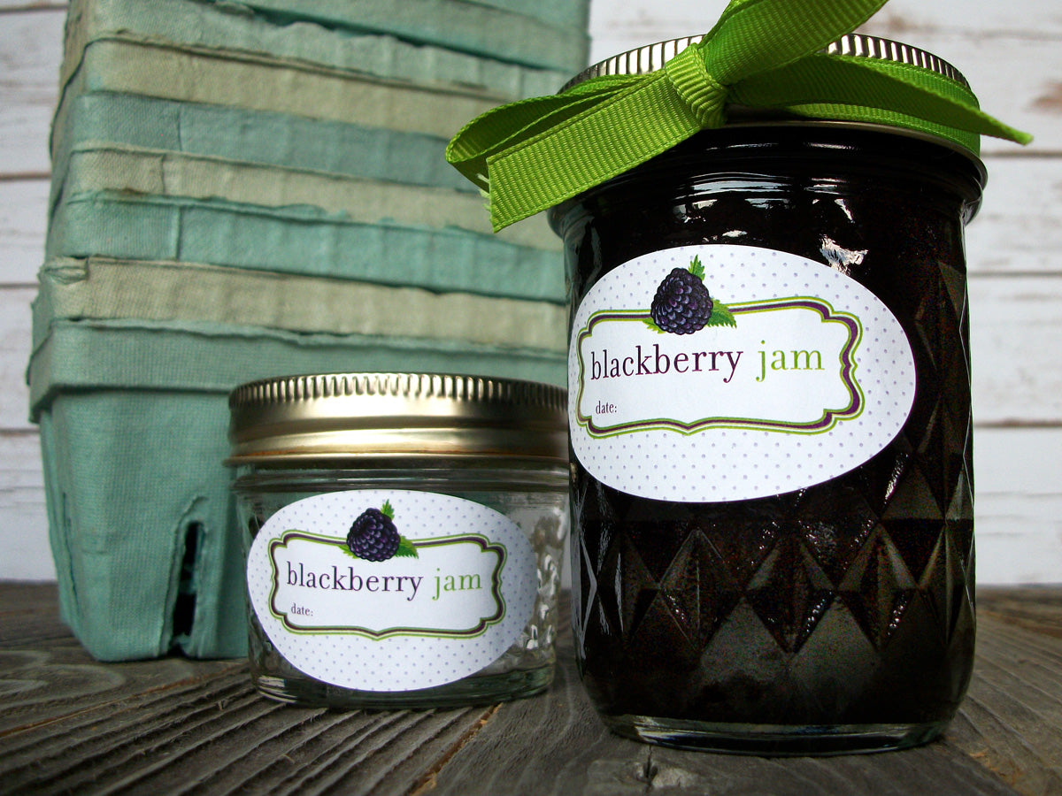 oval blackberry jam quilted jar canning jar label | CanningCrafts.com