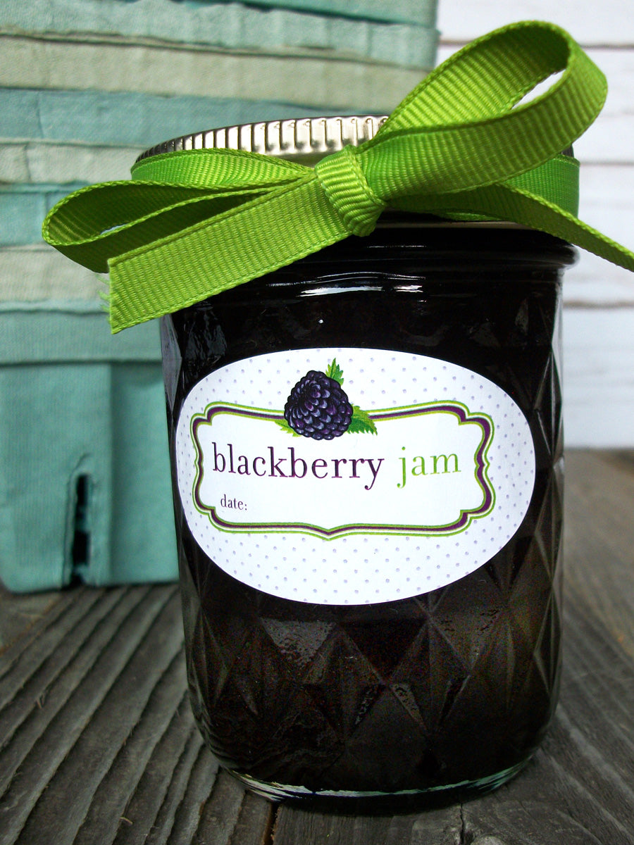 oval blackberry jam quilted jar canning jar label | CanningCrafts.com