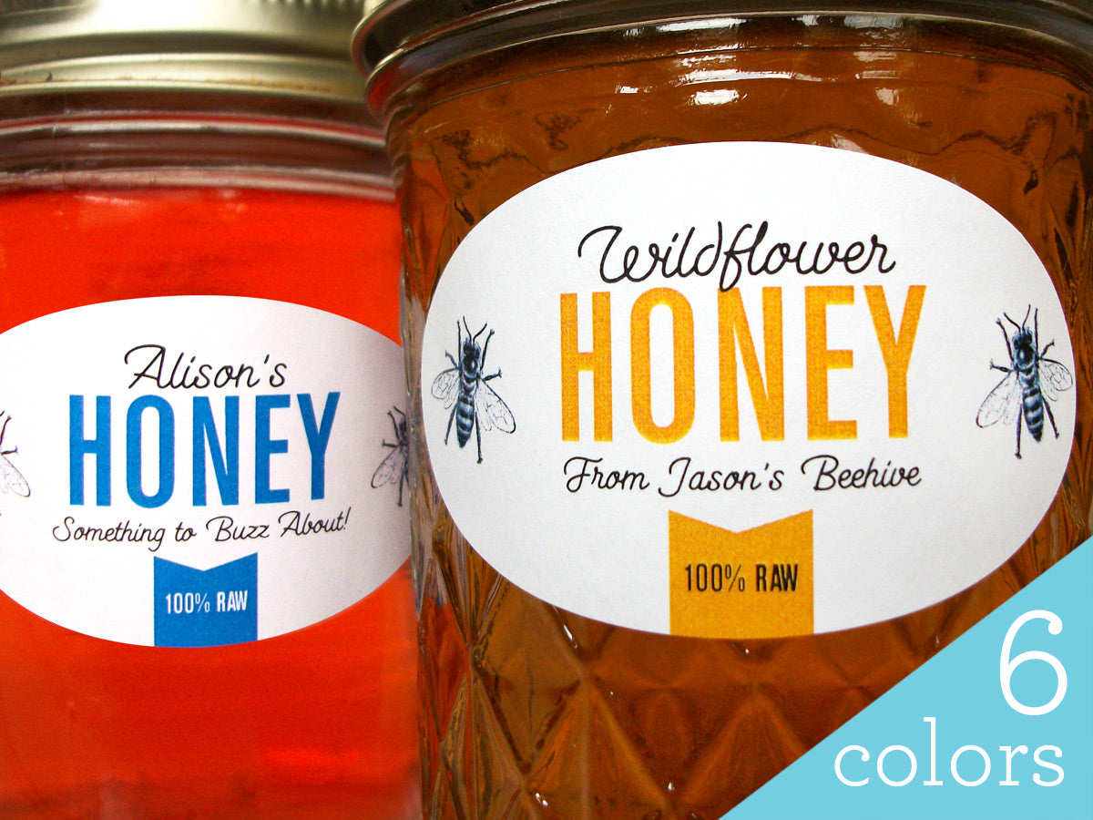 Custom Colorful Oval Honey Jar Labels | CanningCrafts.com