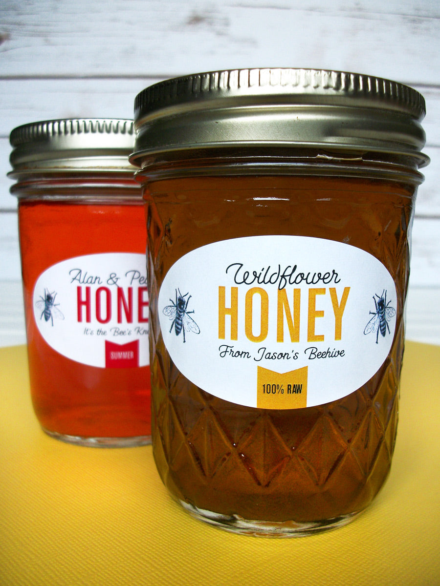 Custom Colorful Oval Honey Jar Labels