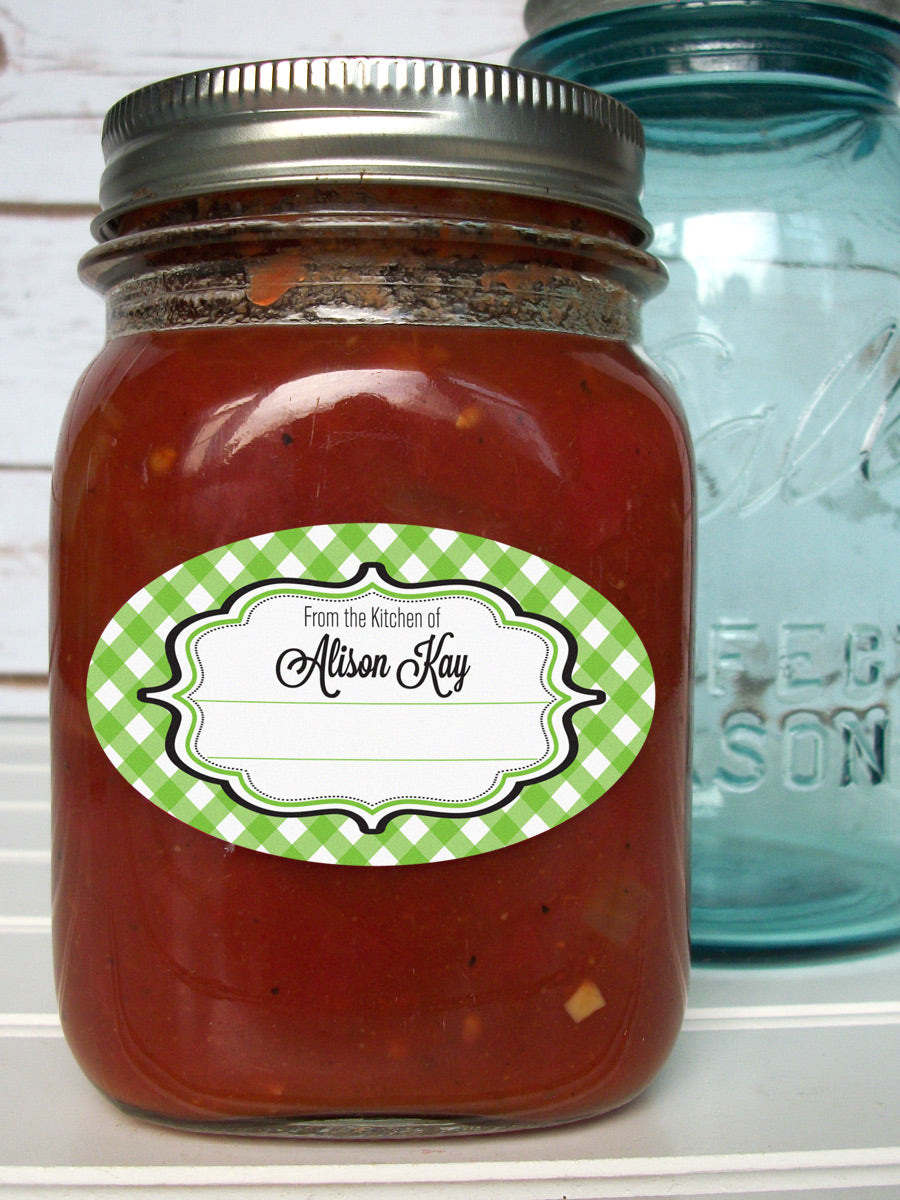 Custom Gingham Oval From the Kitchen Labels