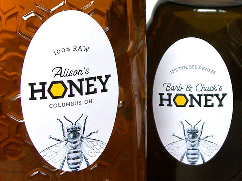Custom Honeycomb Large Oval Honey Labels | CanningCrafts.com