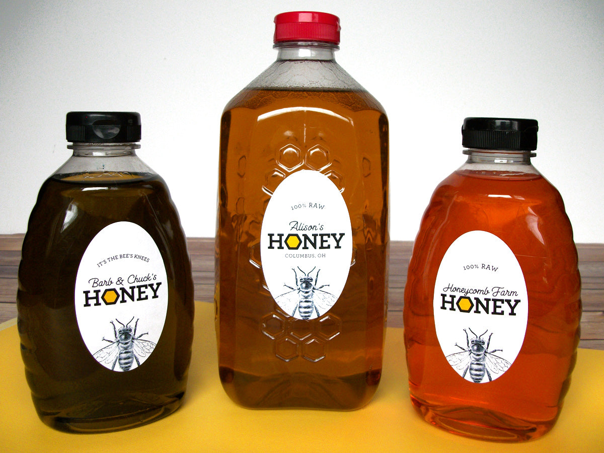 Custom Honeycomb Large Oval Honey Labels | CanningCrafts.com