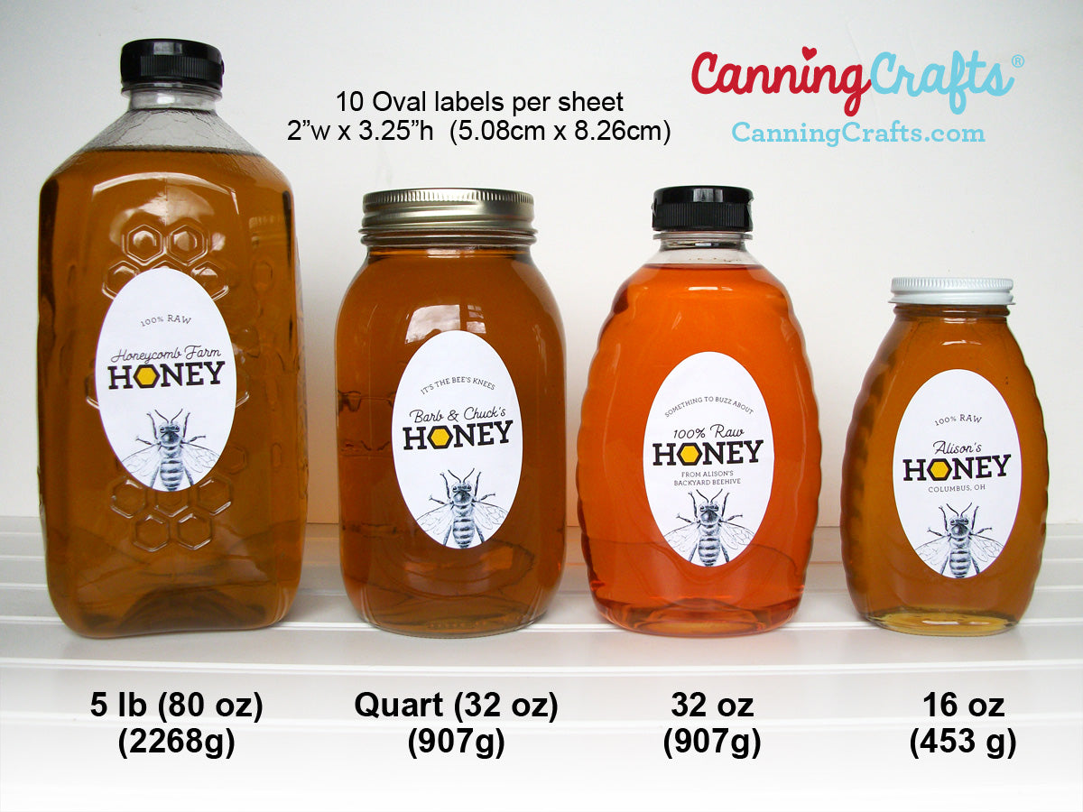Custom Honeycomb Large Oval Honey Labels