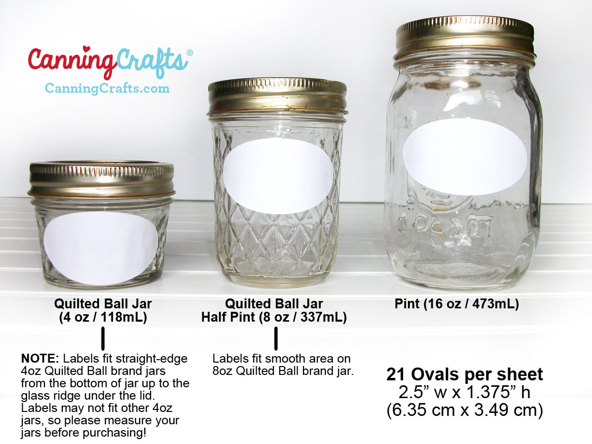 Oval honey jar labels size chart | CanningCrafts.com