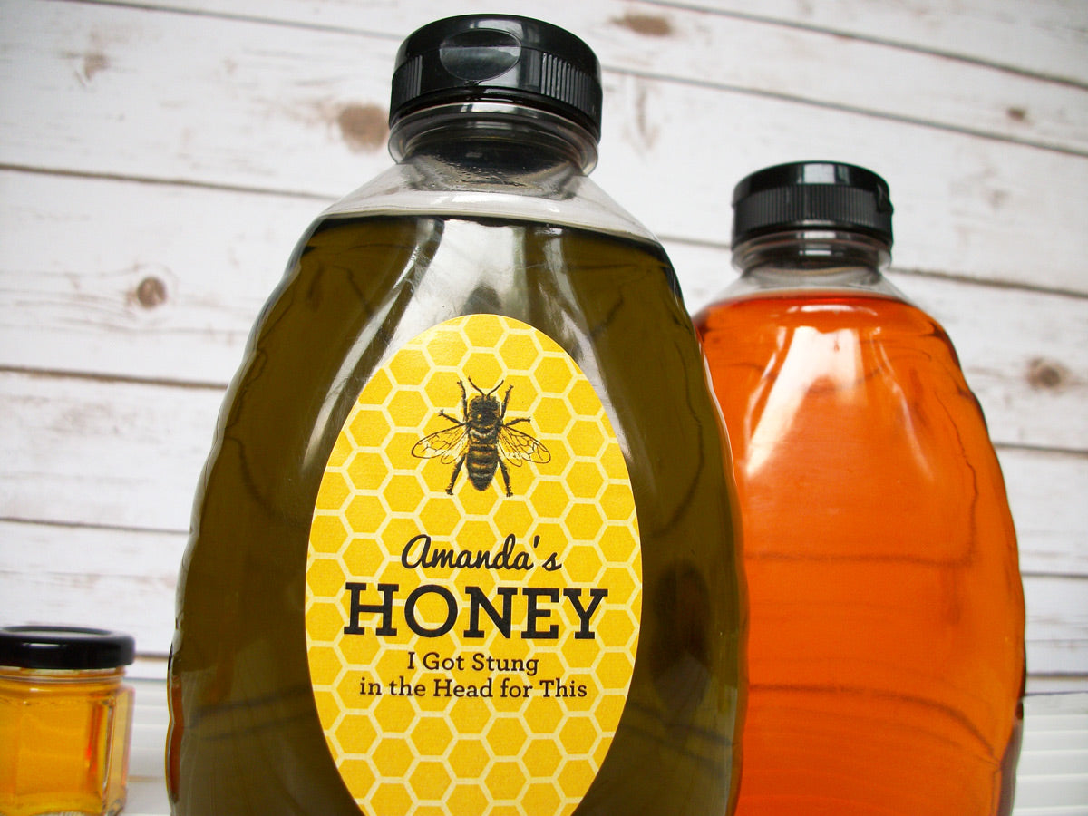 Custom yellow oval honey bottle & jar labels | CanningCrafts.com