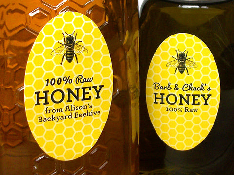 Custom yellow oval honey labels | CanningCrafts.com
