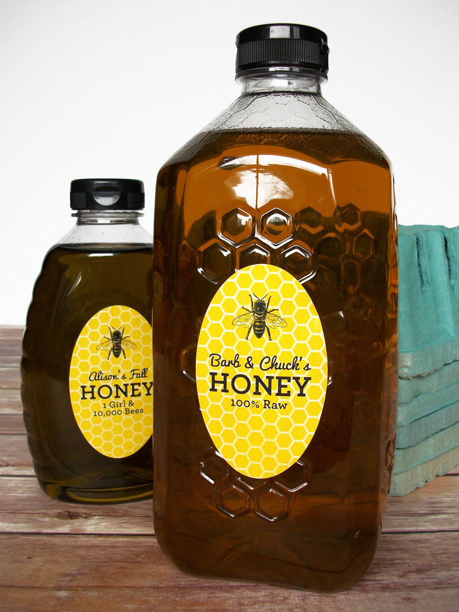 Custom yellow oval honey bottle labels | CanningCrafts.com