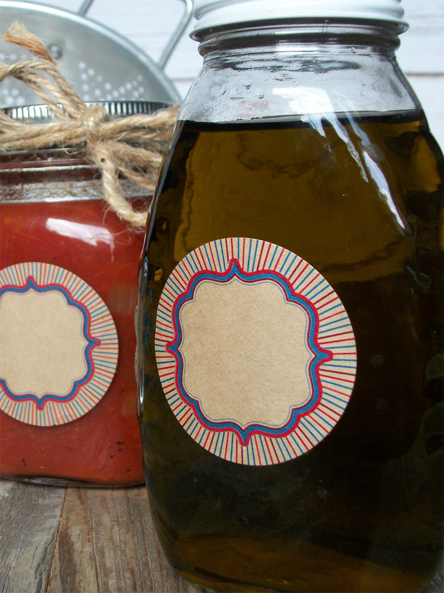 Patriotic red white & blue canning labels | CanningCrafts.com