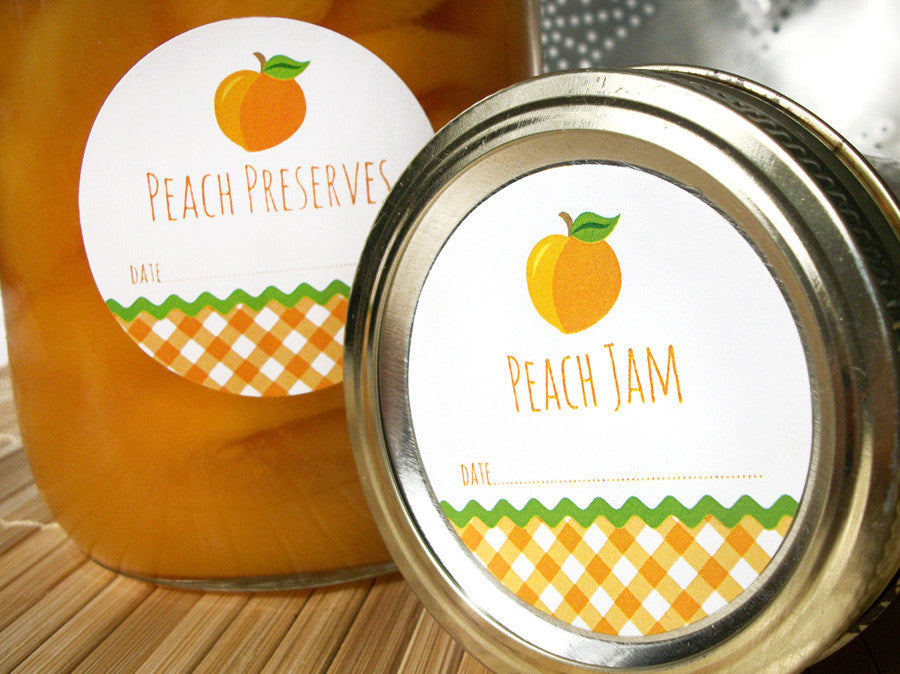 Gingham Peach Canning Labels for home preserved jams, jelly, preserves – CanningCrafts gingham-peach-canning-labels-for-home-preserved-jams-jelly-preserves-canningcrafts