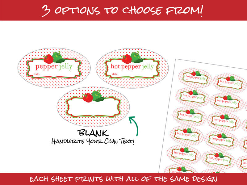 Cute Hot Pepper Jelly Oval Canning Labels fit quilted jelly jars – CanningCrafts for Blank Free Printable Jam Labels