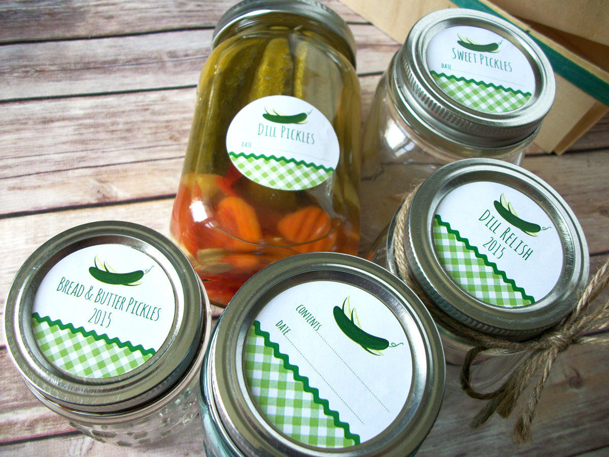 Custom Pickle Labels Gingham Pickle Canning Labels for home preserved & fermented food ...
