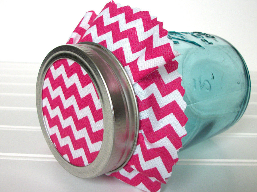 Hot Pink Chevron Jam Jar Covers | CanningCrafts.com