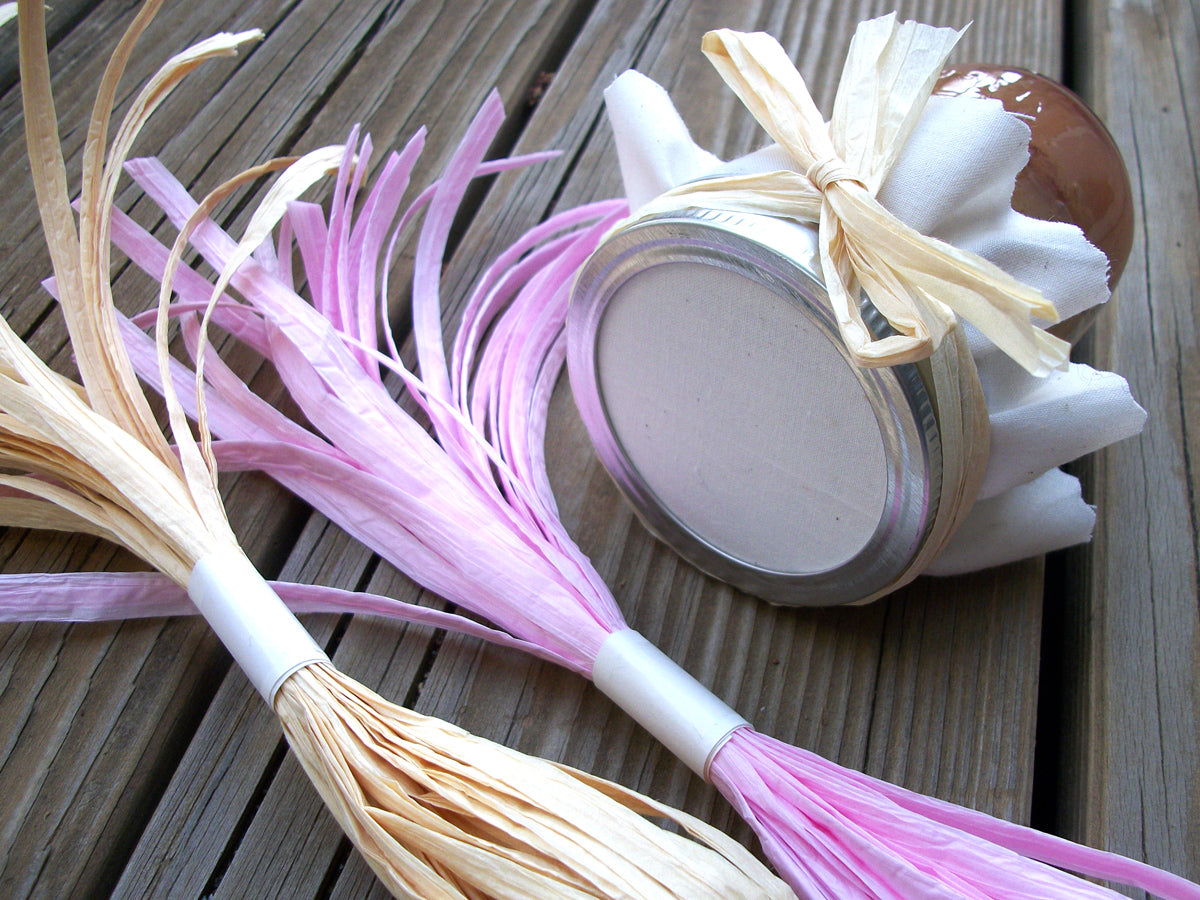 12 Natural or Pink Paper Raffia Ribbons for mason canning jar gifts –  CanningCrafts