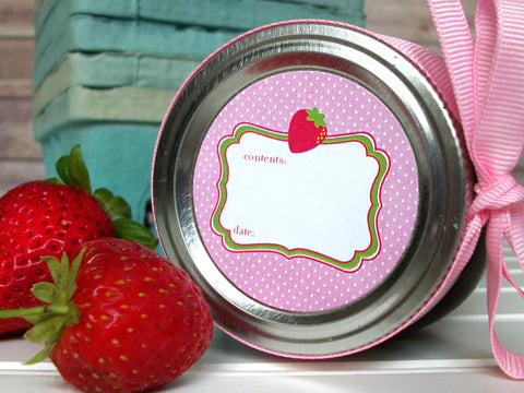 Cute Pink Strawberry Canning Labels | CanningCrafts.com