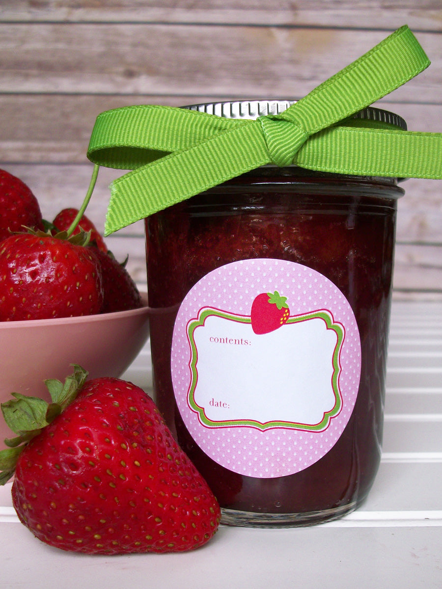 Cute Pink Strawberry Jam & Jelly Canning Labels | CanningCrafts.com