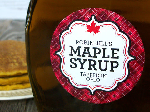Custom Plaid Maple Syrup Labels | CanningCrafts.com
