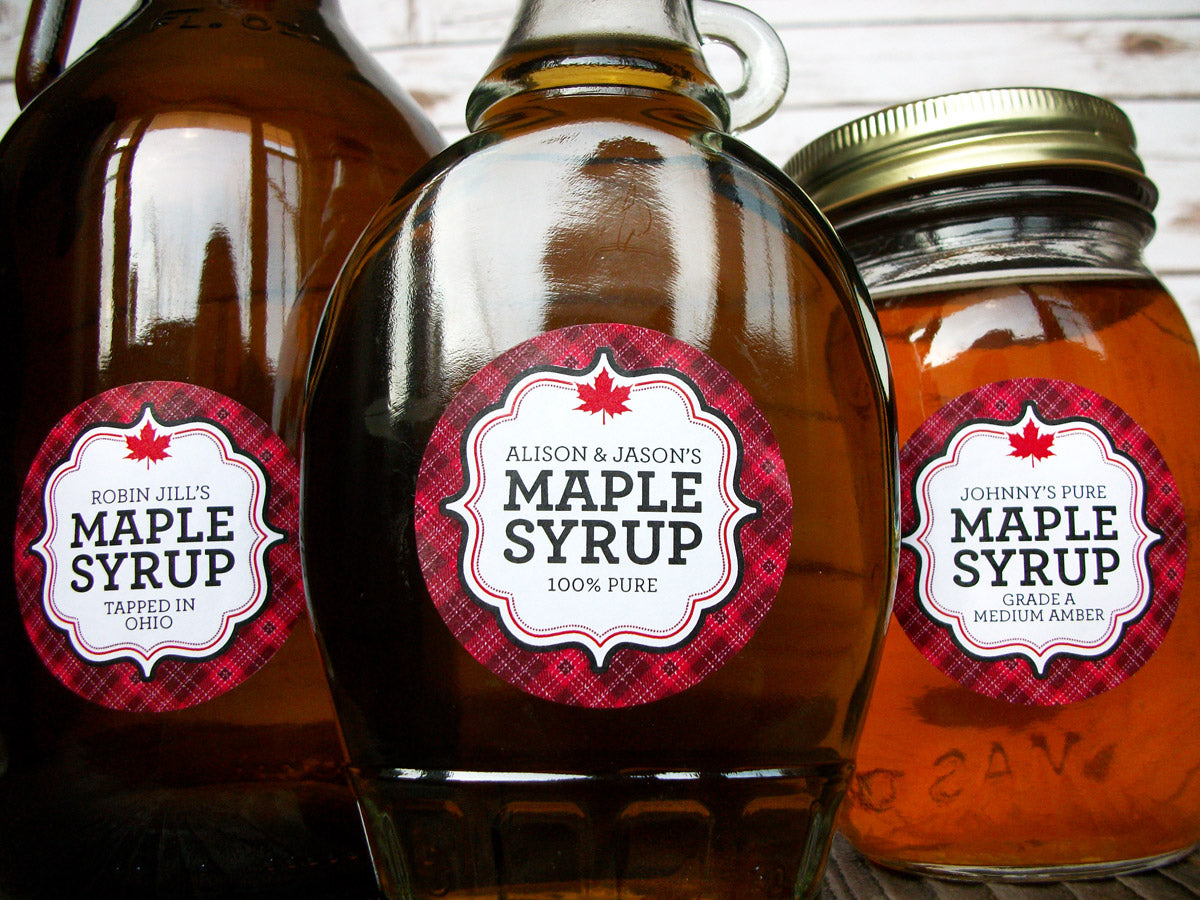 Syrup Ip Labels Custom Plaid Maple Syrup Labels, gifts for home-based maple sugarers ...