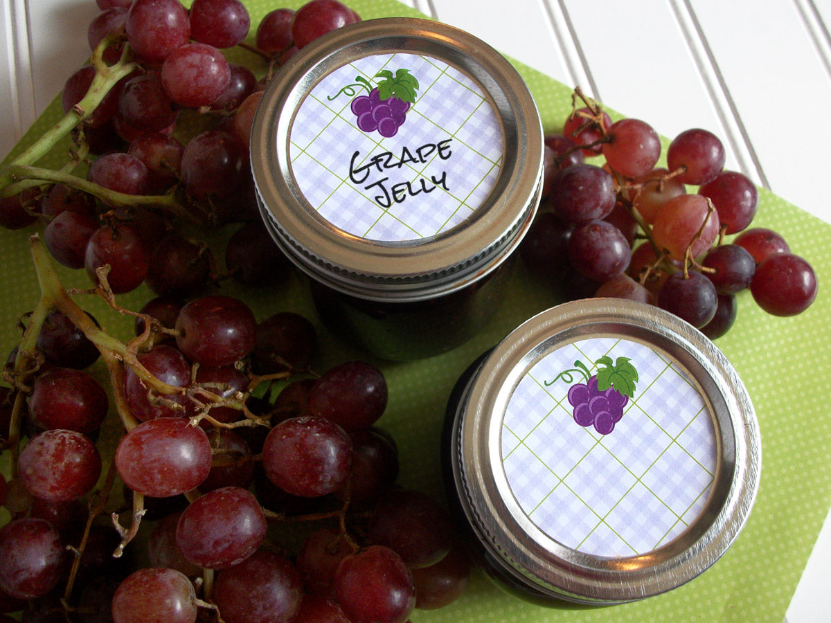 Plaid Grape Canning Jar Labels | CanningCrafts.com