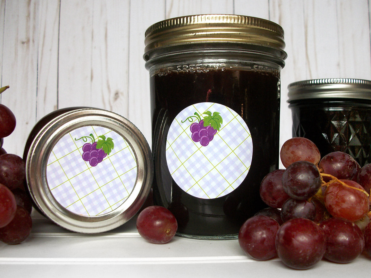Plaid Grape Mason Canning Jar Labels | CanningCrafts.com