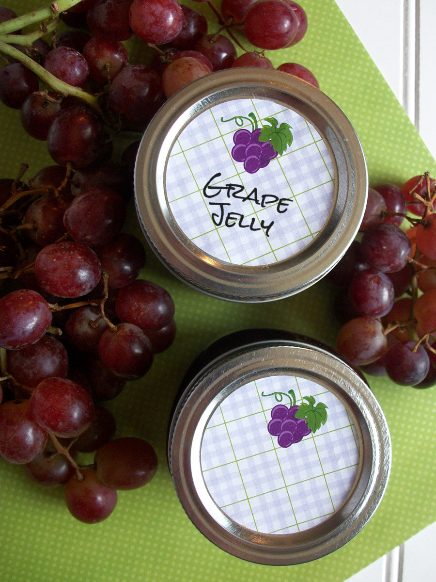 Plaid Grape Mason Jar Canning Labels | CanningCrafts.com