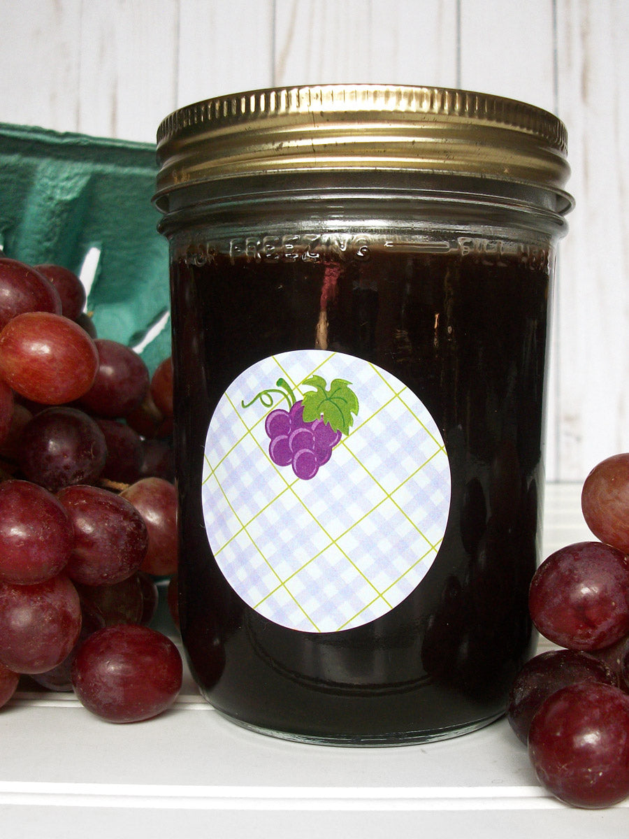 Plaid Grape Jam & Jelly Jar Canning Labels | CanningCrafts.com