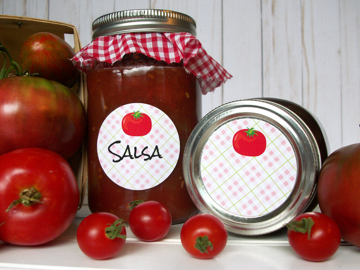Plaid Tomato Canning Jar Labels | CanningCrafts.com