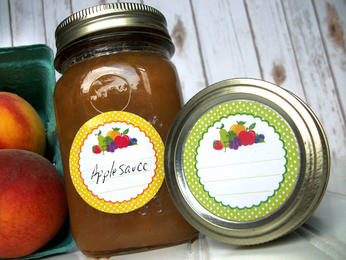 Polka Dot Fruit Canning Jar Labels | CanningCrafts.com