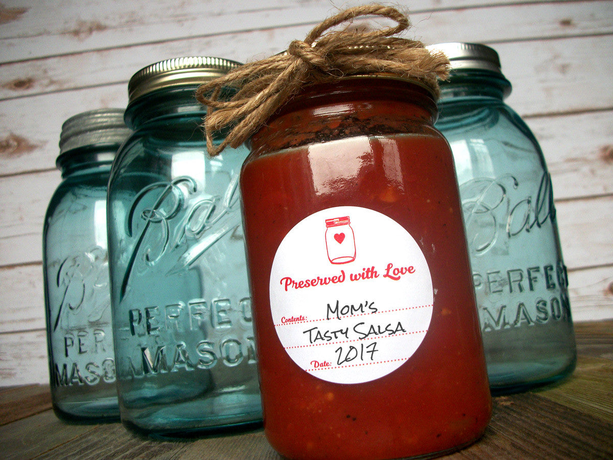 Preserved with Love Canning Labels in 9 color options | CanningCrafts.com