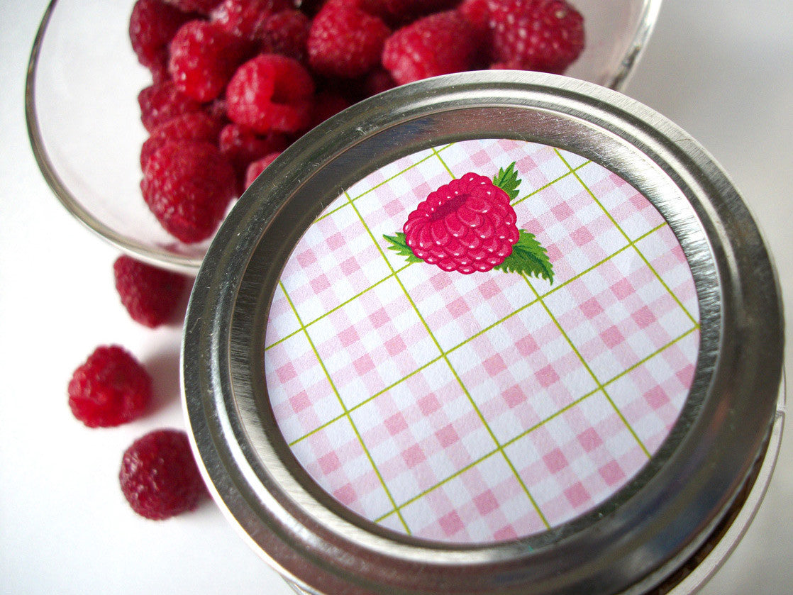 Plaid Red Raspberry Canning Labels, mason jar labels for homemade jam ...