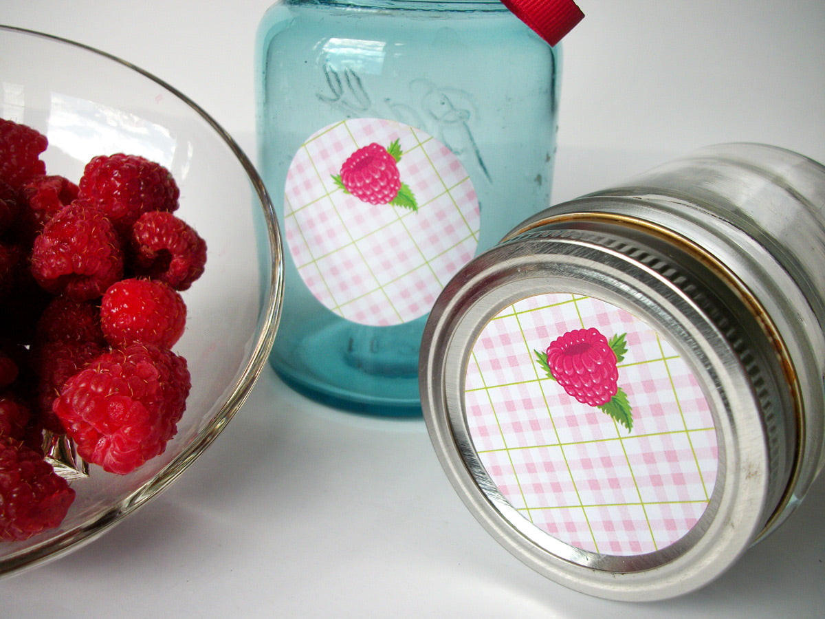 Red Raspberry Jelly Label Plaid Red Raspberry Canning Labels, mason jar labels for homemade jam ...