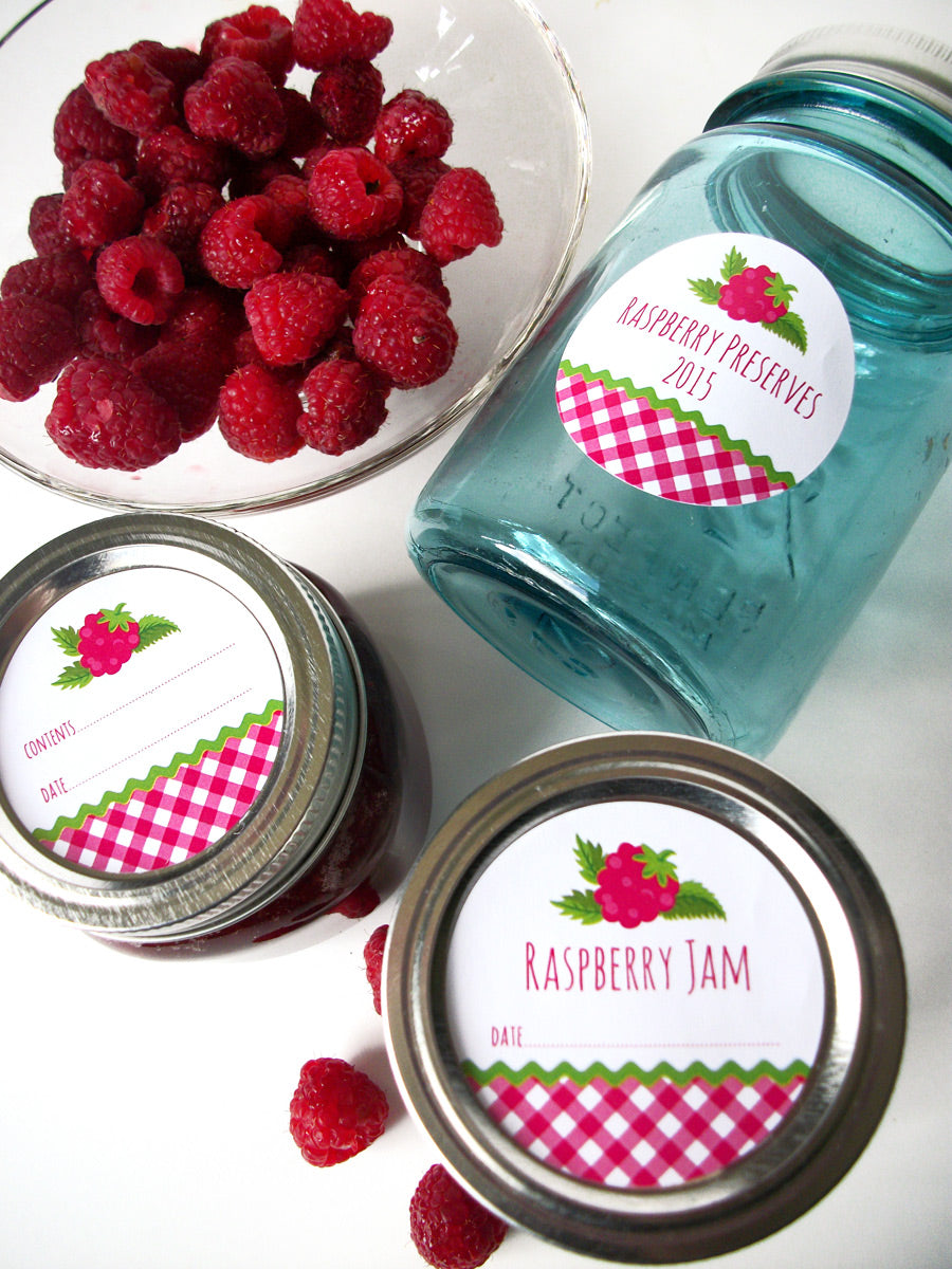 Red Raspberry Jam & Preserves Canning Labels | CanningCrafts.com