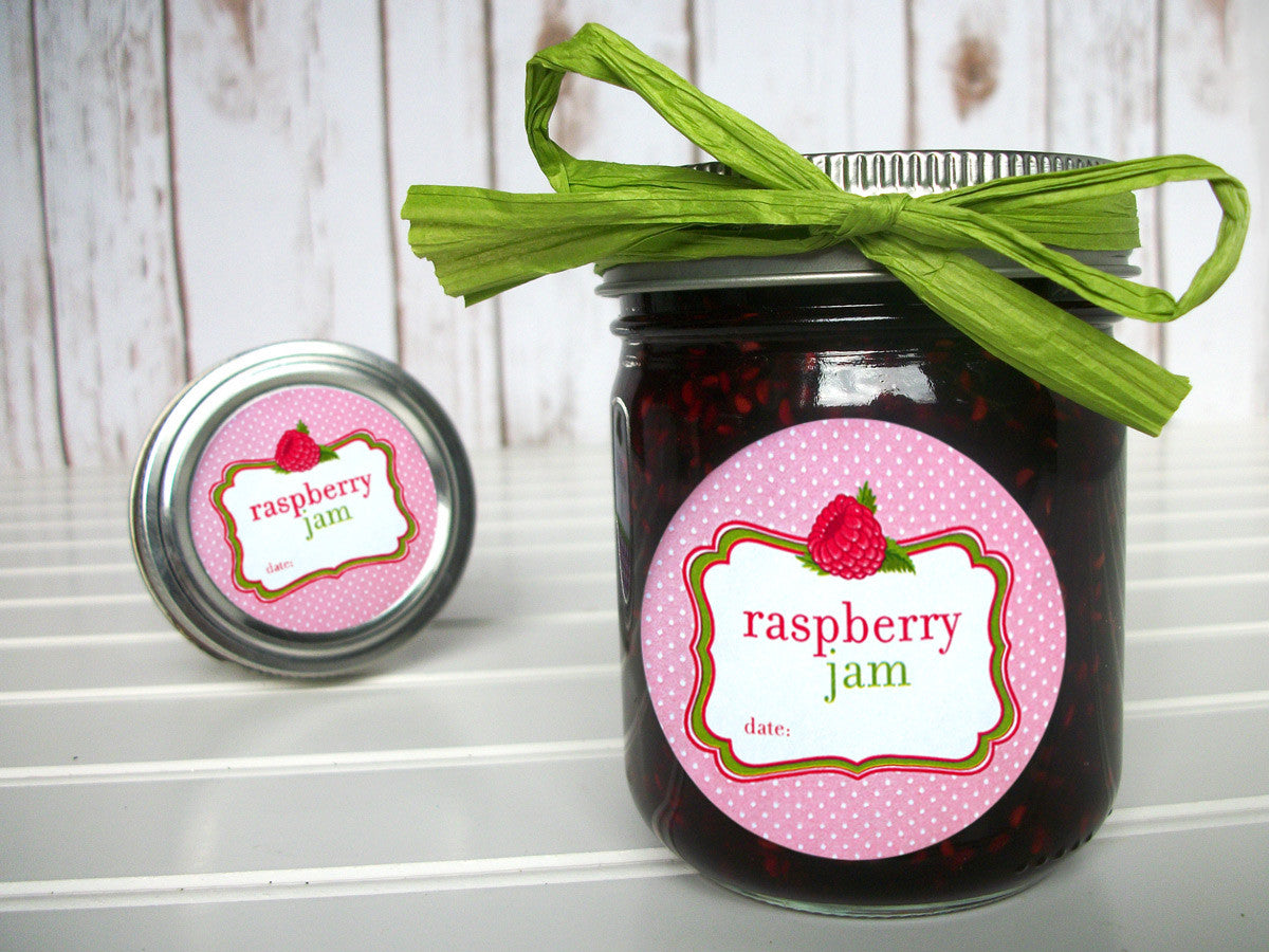 Cute Red Raspberry Jam Canning Labels for home preserved fruit jam ...