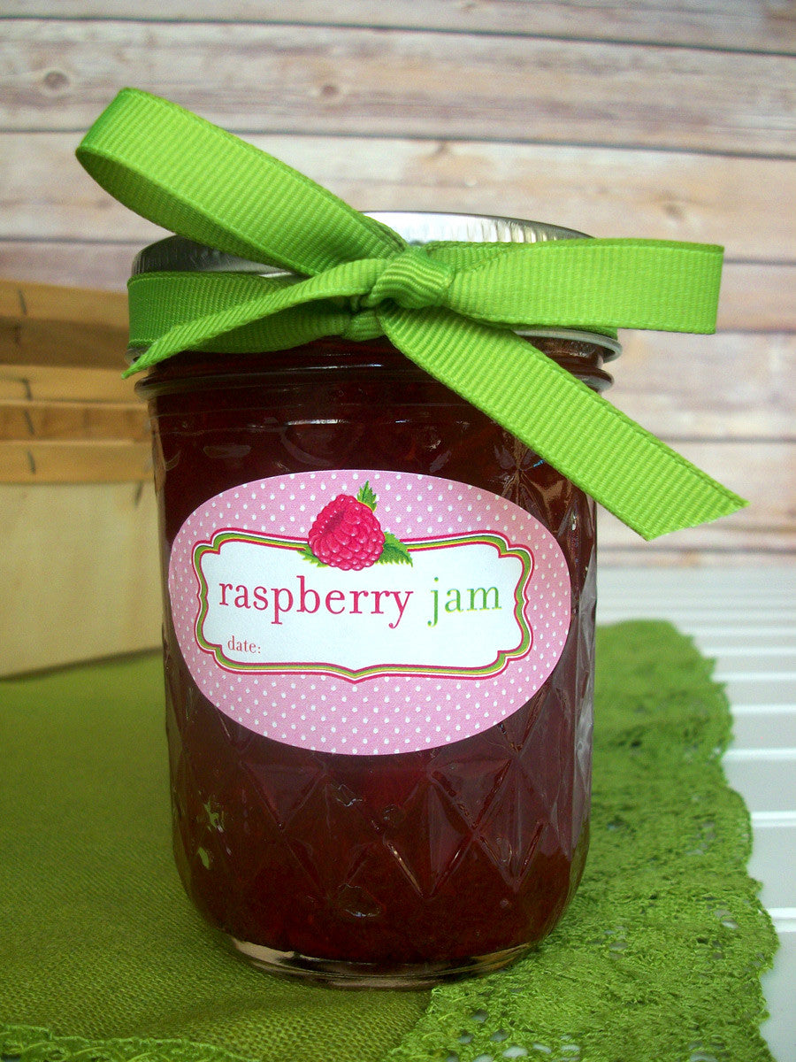 Label Red Raspberry Jam Cute Red Raspberry Jam Oval Canning Labels for home preserved jam ...