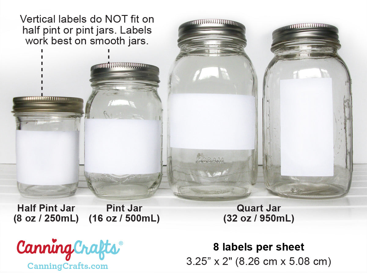 Rectangle Canning Labels mason jar size chart | CanningCrafts.com