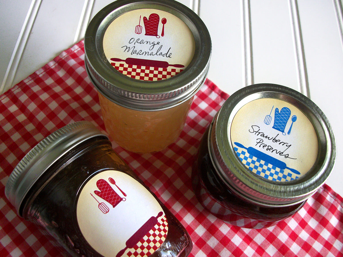 Red & Blue Country Kitchen Canning Jar Labels | CanningCrafts.com