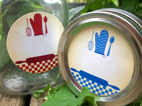 Red & Blue Country Kitchen Canning Labels | CanningCrafts.com