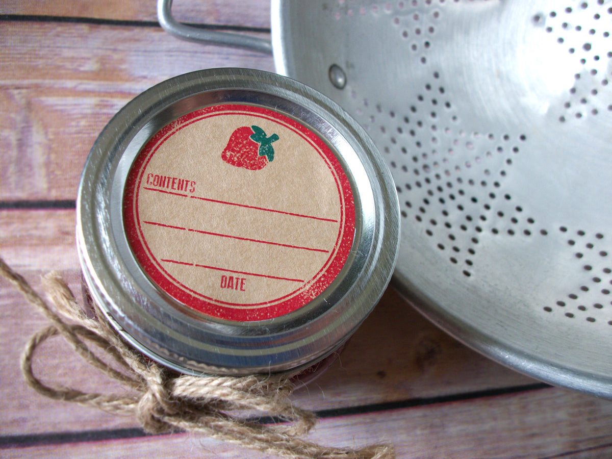 Rubber Stamp Kraft Strawberry Canning Labels | CanningCrafts.com